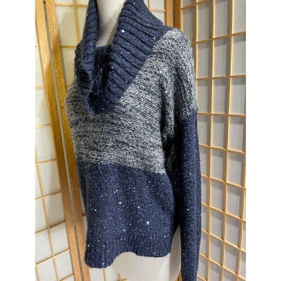Chico'sâSzâ1Â (8)âBlue/GrayâGlitterâSweater - Picture 11 of 14